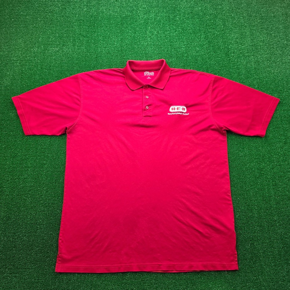 HEB Employee Polo Shirt Mens XL Red Short Sleeve Store Uniform‎ Work Wear